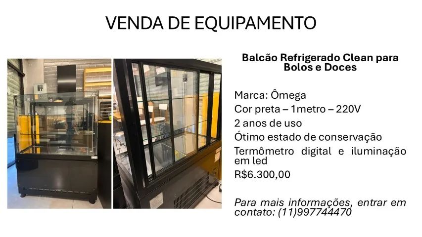 Balcão Refrigerado Clean para Bolos e Doces