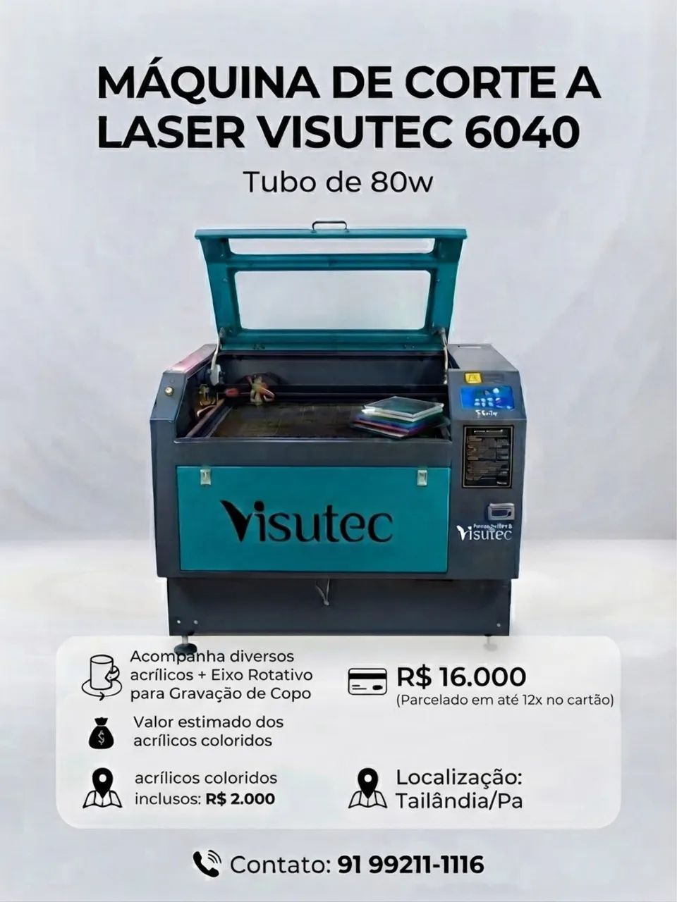 Corte a laser e gravação máquina de 80w