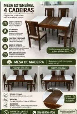 Mesa extensível com 4 cadeiras  - Foto 5