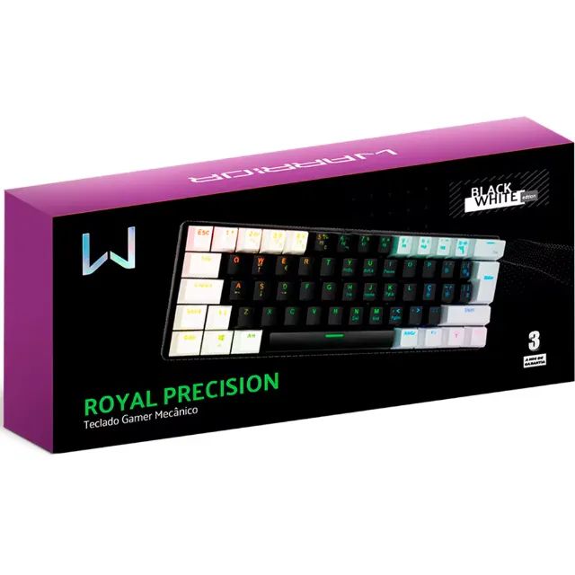 Teclado Royal Precision Iluminação RGB Preto e Branco Warrior - TC314 - Foto 2