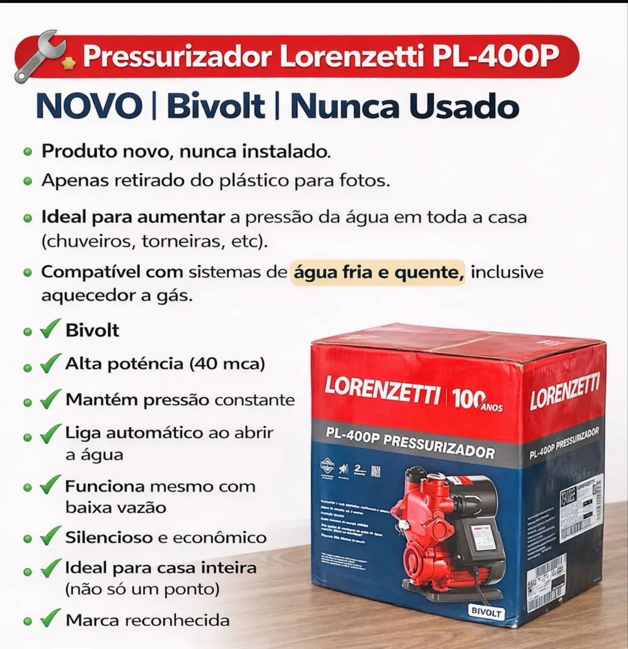 Pressurizador  Lorezetti PL400 - Foto 3
