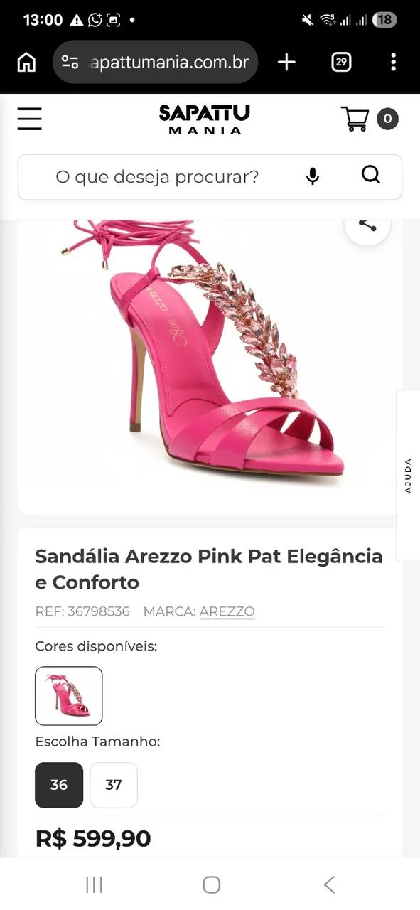 Sandalia Patbo Arezzo Pink 
