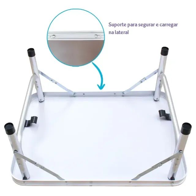Mesa dobrável Portátil Vira Maleta Camping Praia 60x45cm - Foto 4