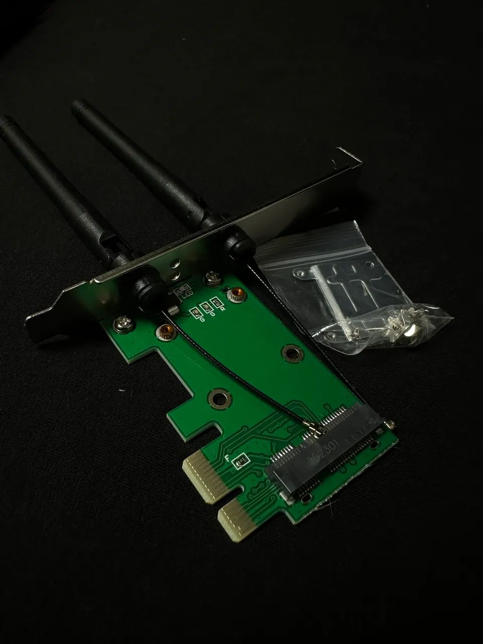 Adaptador de Placa de Rede Wi-Fi de Mini PCI-e de Notebook para PCIe com 2 Antenas para PC