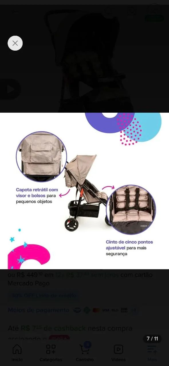 Carrinho de bebê unissex  - Foto 5