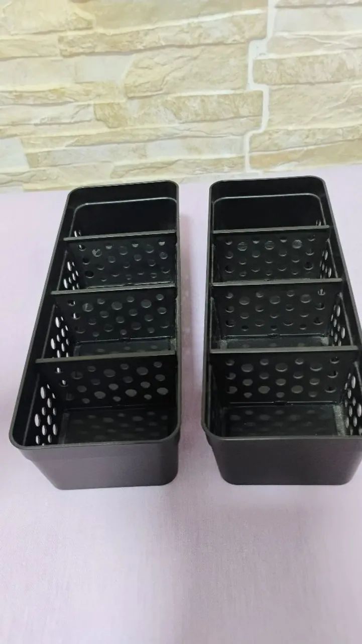2 Cestos Com 3 Divisórias Pequeno Preto - Foto 6