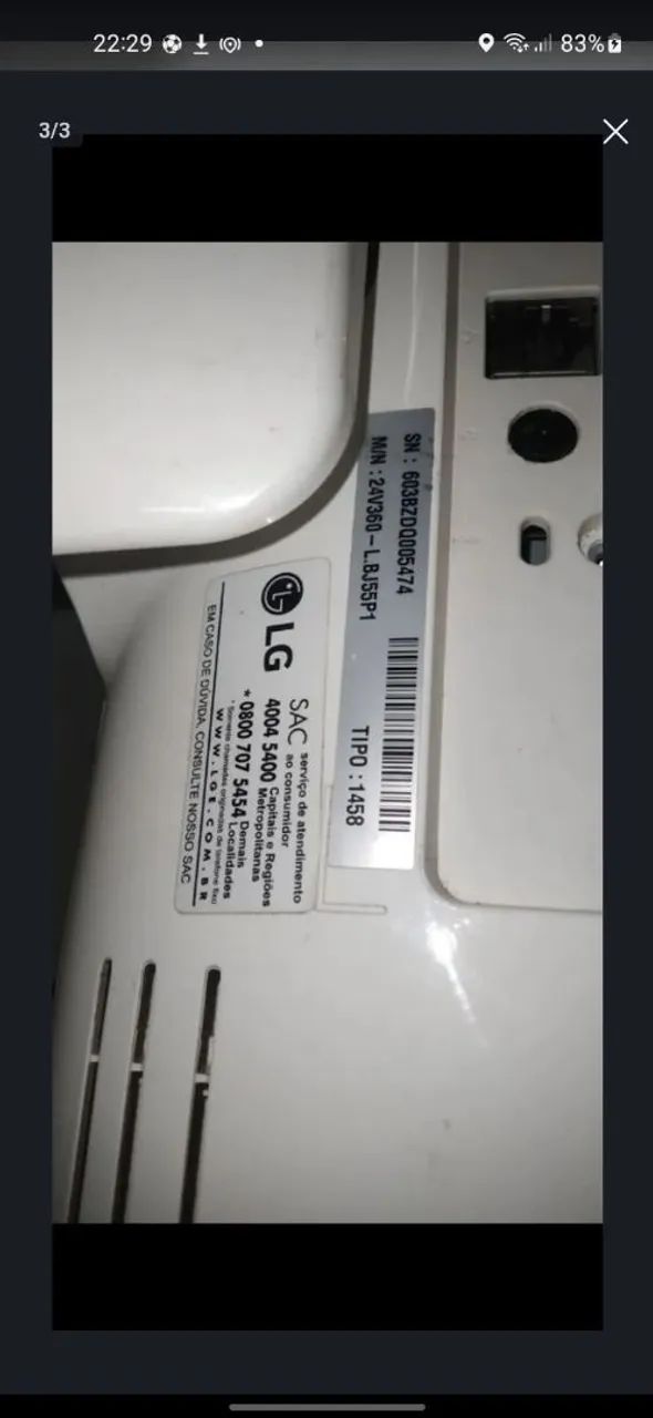 LG ALL IN ONE com defeito (descrição )