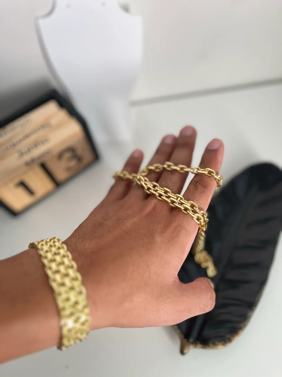 Corrente Masculina cadeado banhada a ouro  - Foto 4