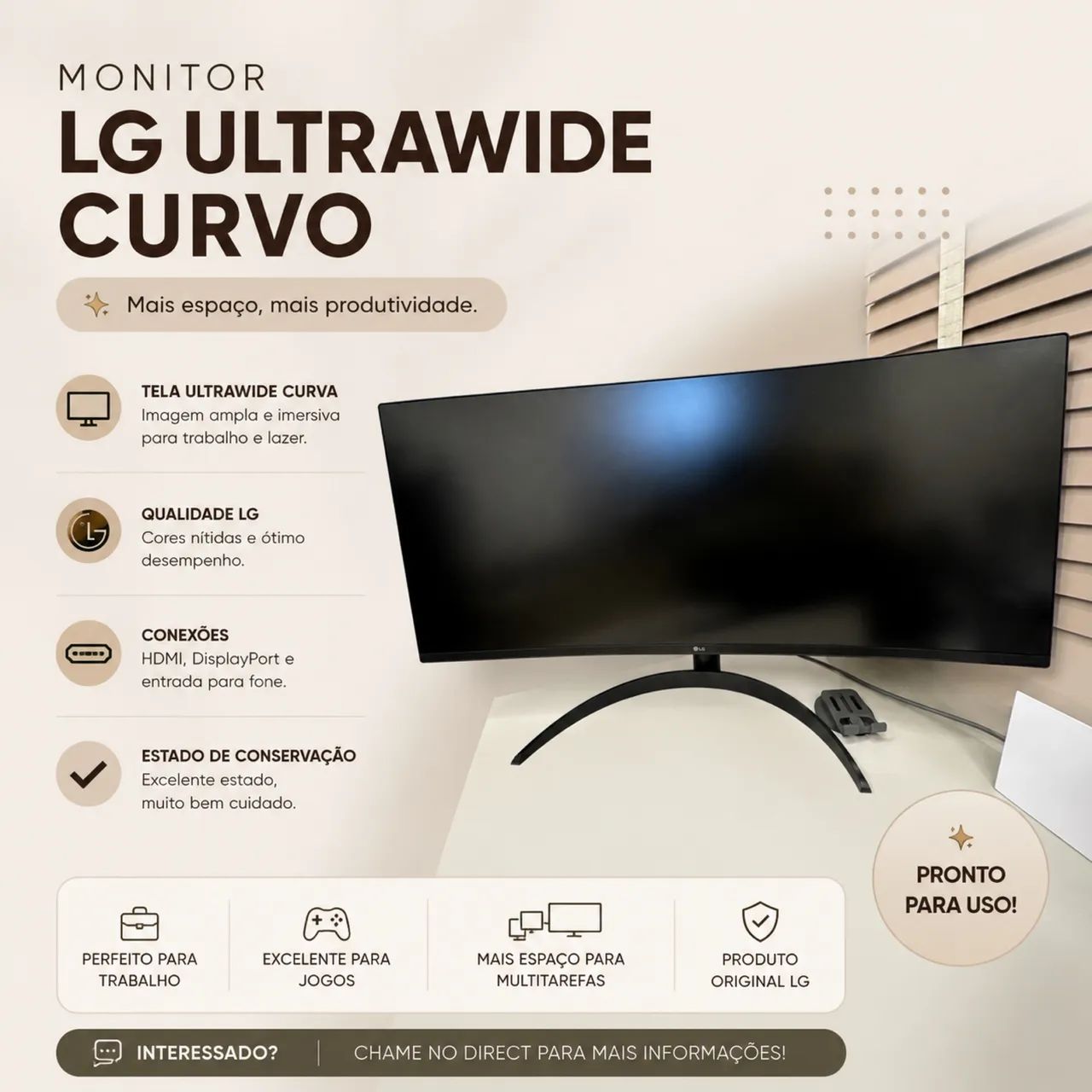 Monitor LG Ultrawide Curvo 