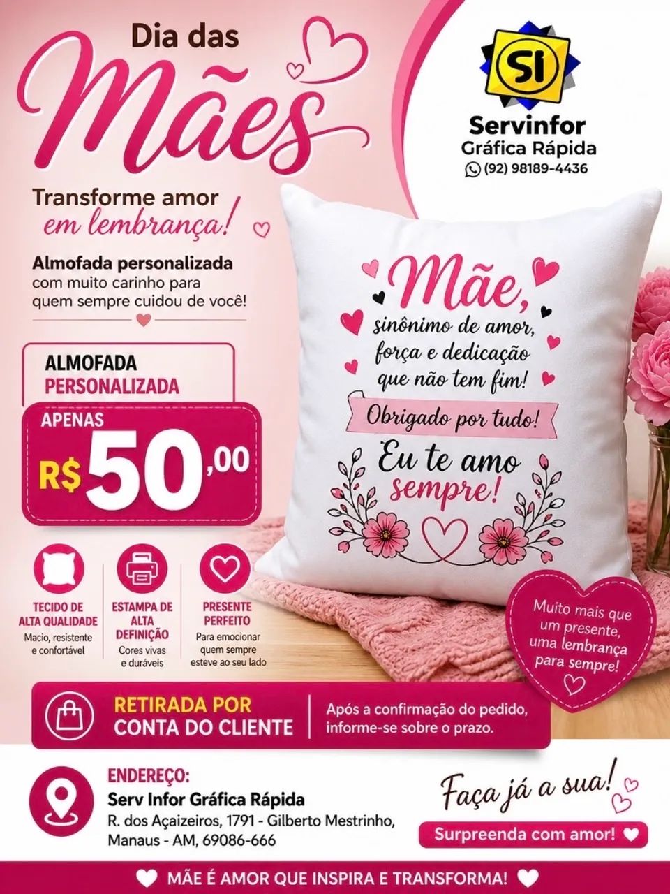 Almofada personalizada Dia das Mães