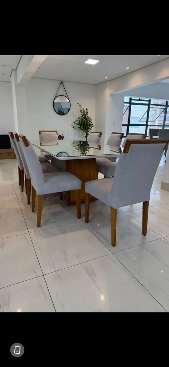 Mesa espelhada  com 8 cadeiras maravilhosa - Foto 3