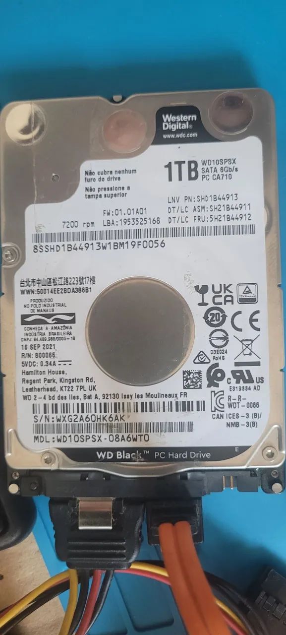 HD notebook 1TB saúde 100%