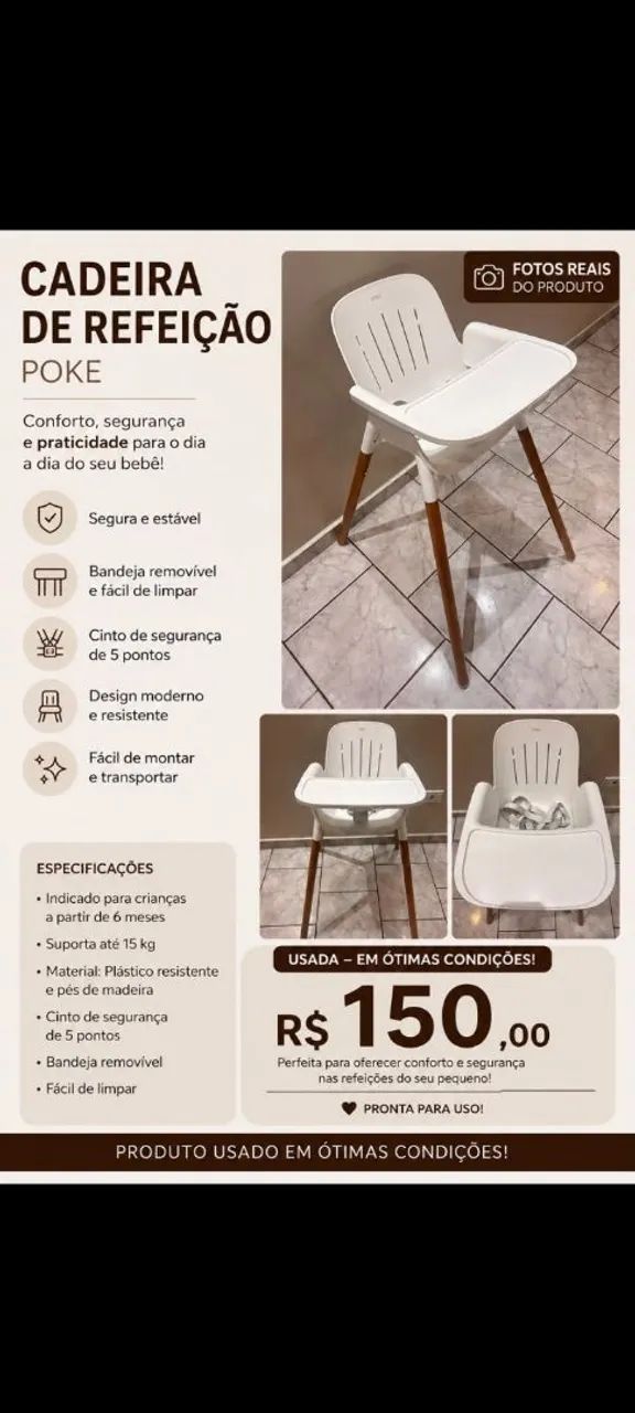 Cadeira para alimentação infantil 