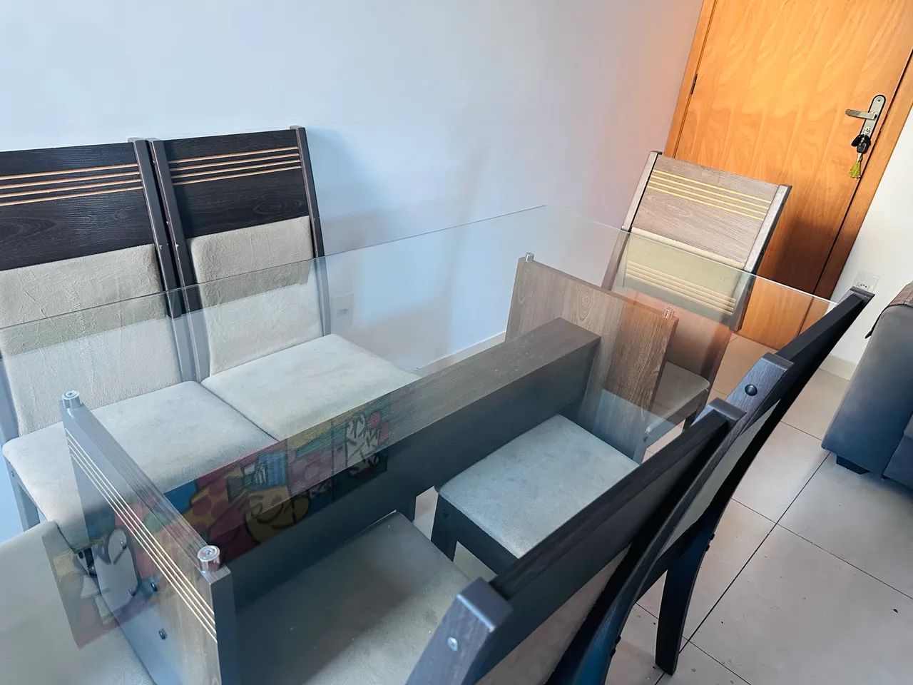 Mesa tampo de vidro 6 lugares  - Foto 4