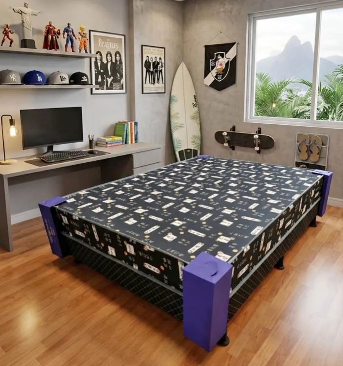 5 centímetros de espuma D26 Cama box Casal black / Entrega Rápida 