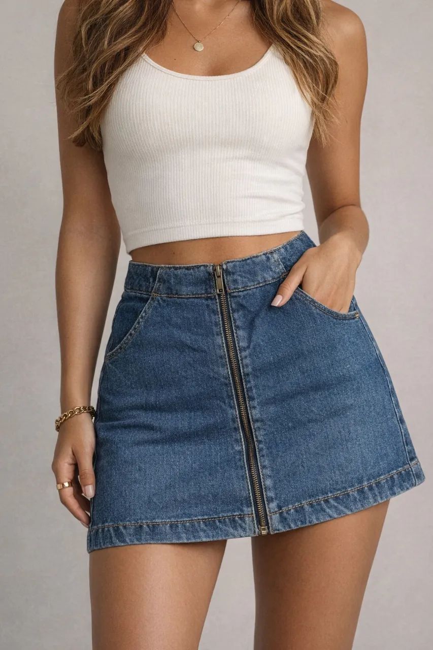Mini saia jeans Zara 