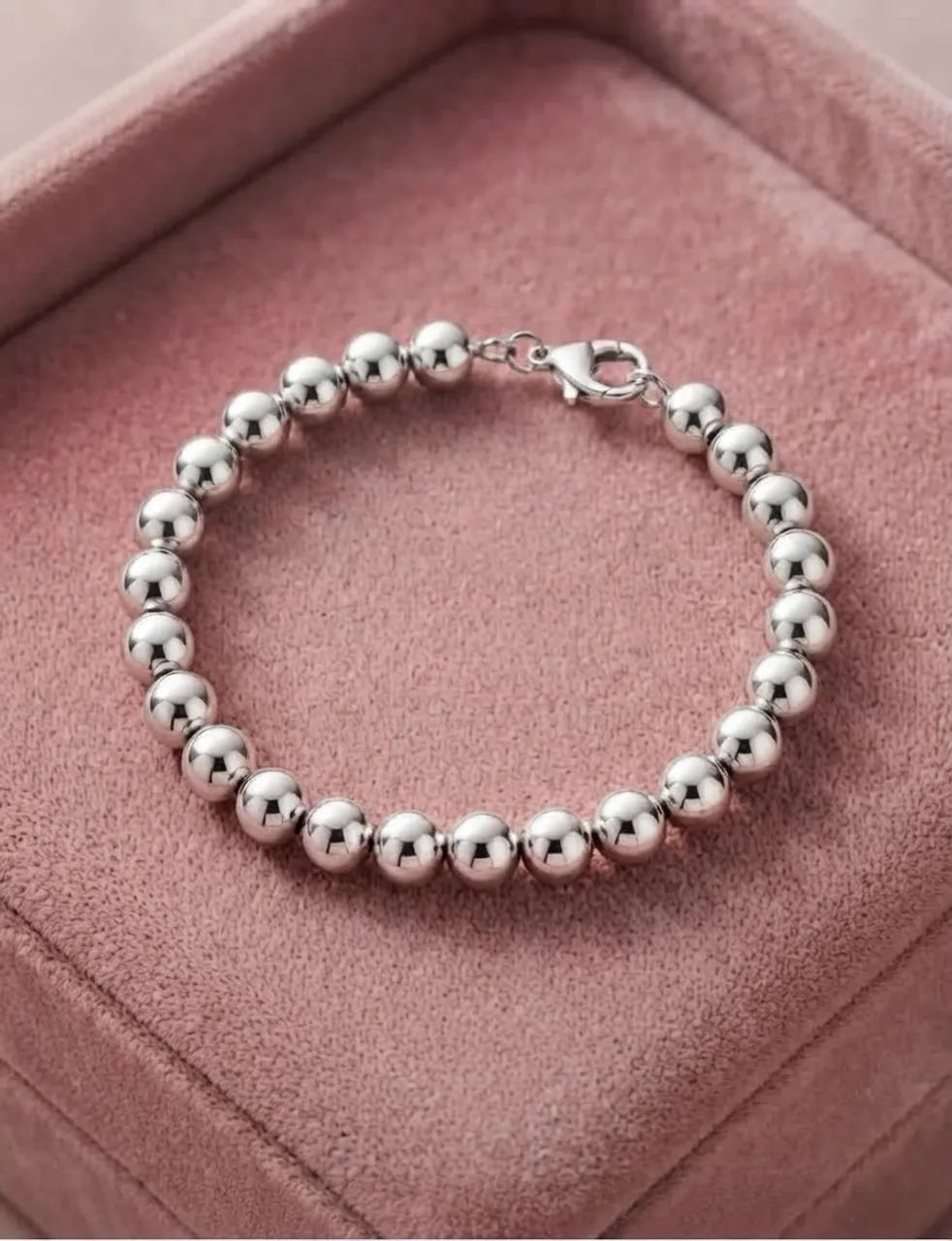 pulseira de prata 925 de bolas. 18cm