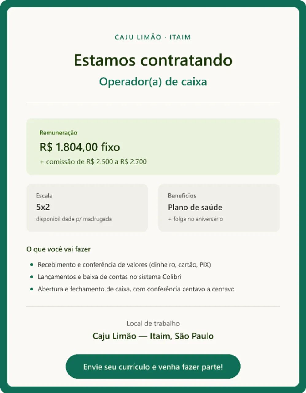 CONTRATA SE OPERADOR DE CAIXA 