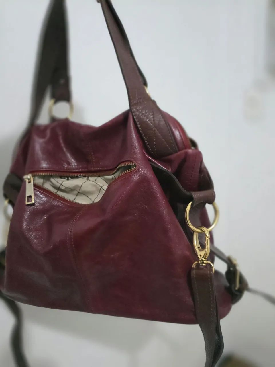 Bolsa couro forrada com bolsos - Foto 2