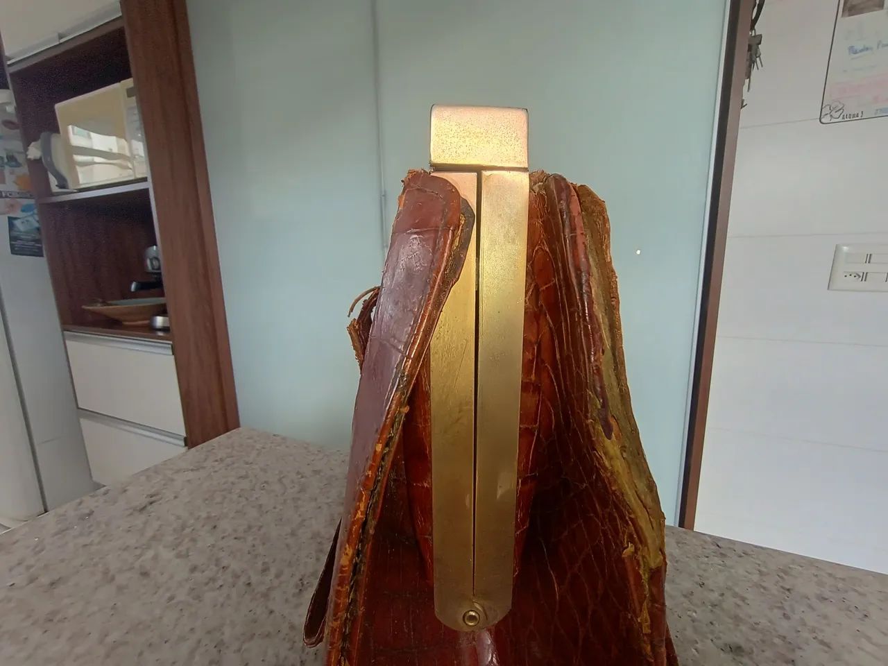 Bolsa de Couro Croco Vintage - Foto 5