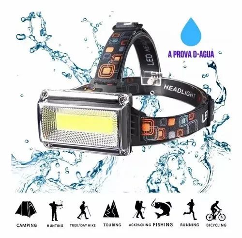 Lacrada Lanterna Cabeça LED RGB Prova D´Água Acampamento e Ciclismo Bateria Recarregável