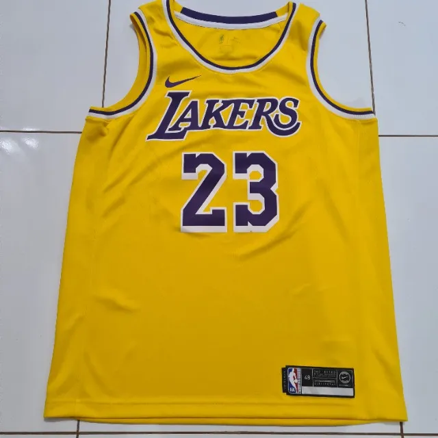 Camisa Regata Basquete NBA Nike Jordan Los Angeles Lakers 23 James Amarela com detalhes