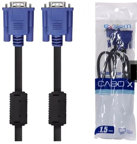 Cabo Vga Monitor 1.5m Lcd, Pc, Tv, Projetor - 1,5 Metros