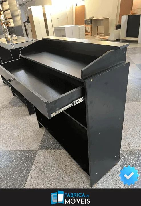 Balcão Caixa em L + Balcão Atendimento - Preto - Foto 2