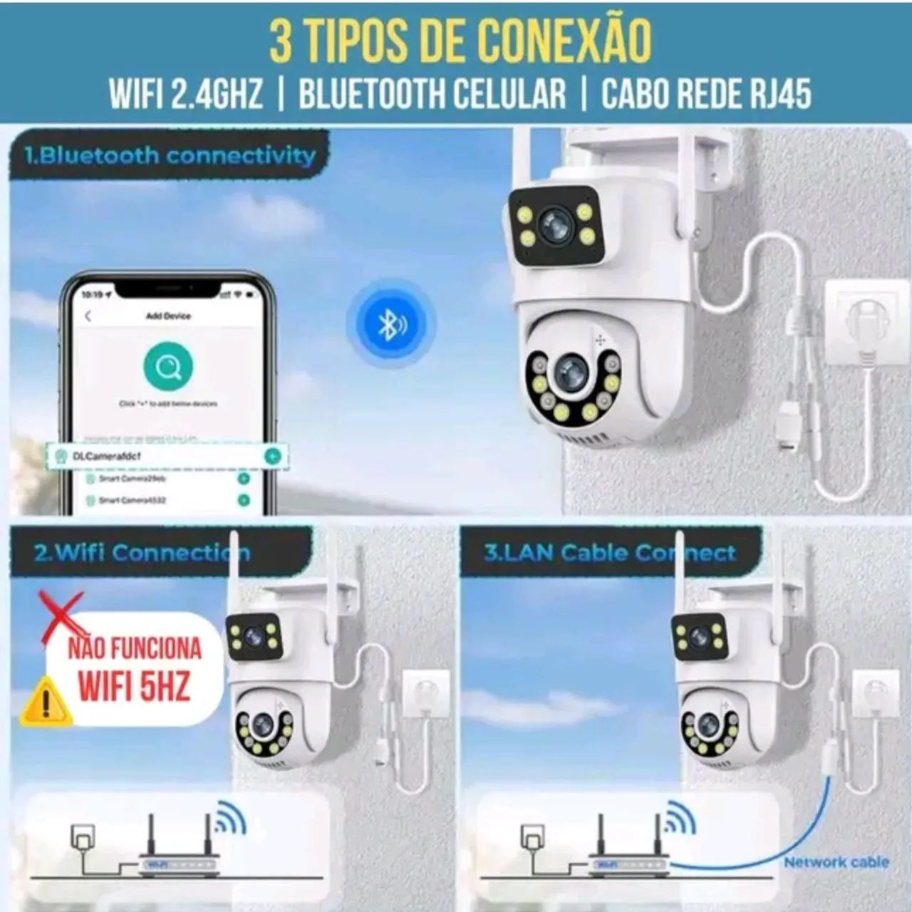  Câmera Wifi externa dupla com áudio visão noturna - Foto 3