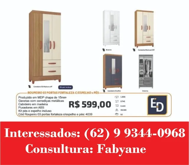 Guarda Roupa Fortaleza 3 Portas