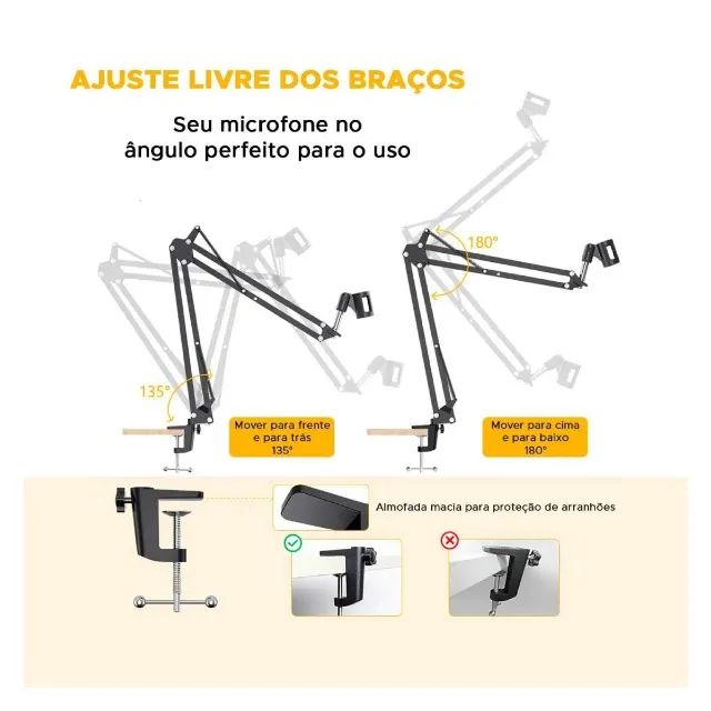 Suporte para Microfone de Mesa Maono AU-B01 Braço Articulado - WZetta - Foto 5