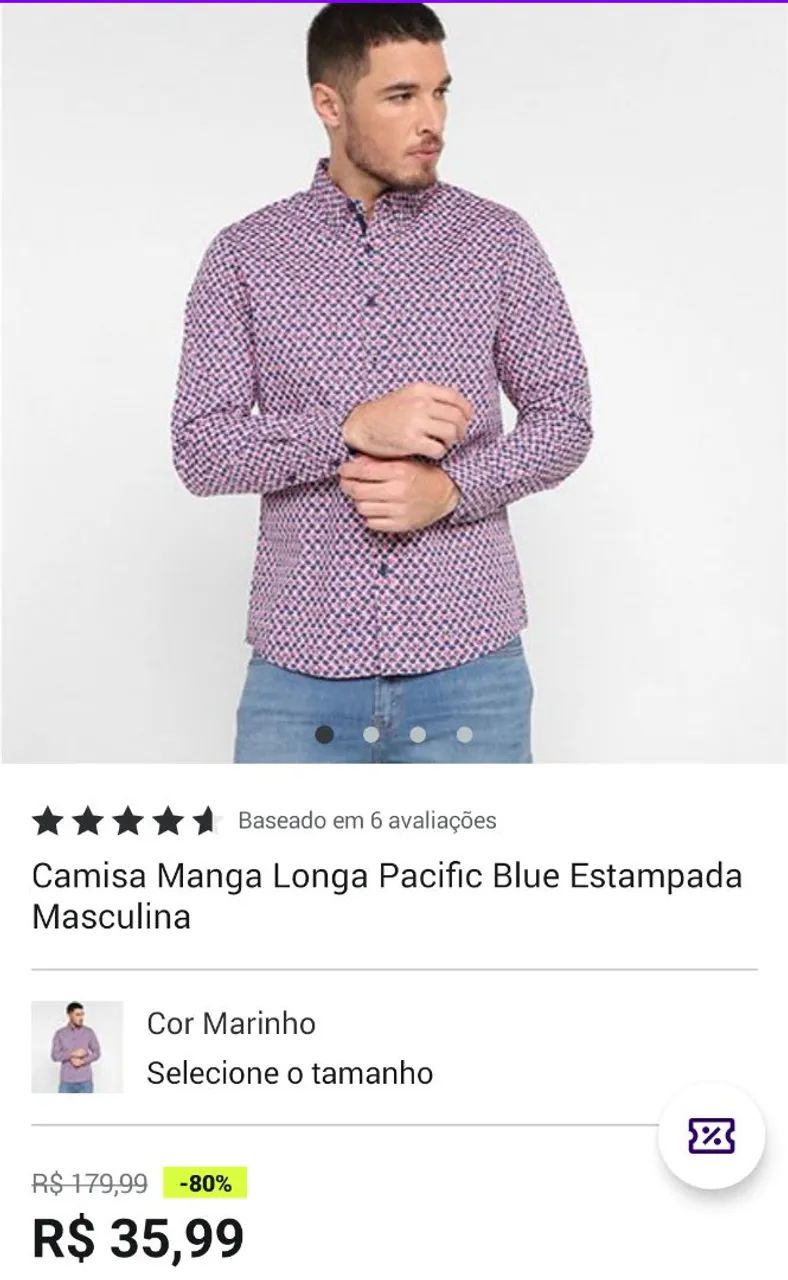 Camisa Manga Longa Pacific Blue tamanho P