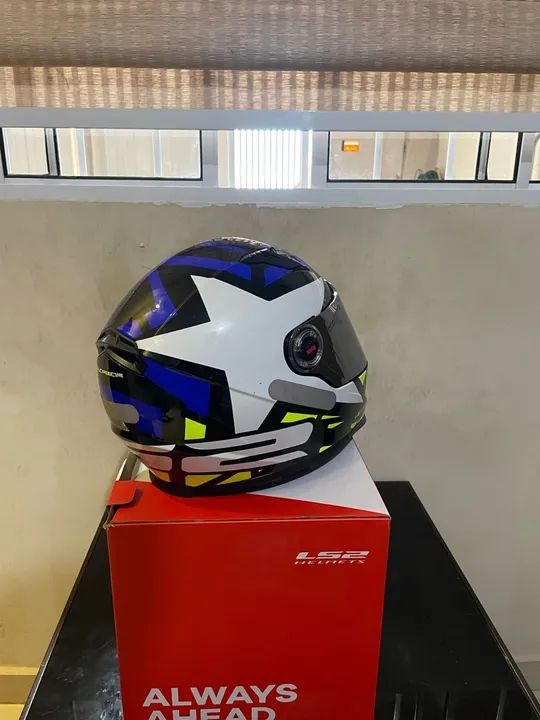 Capacete LS2 FF358 branco e azul starwa - Foto 5