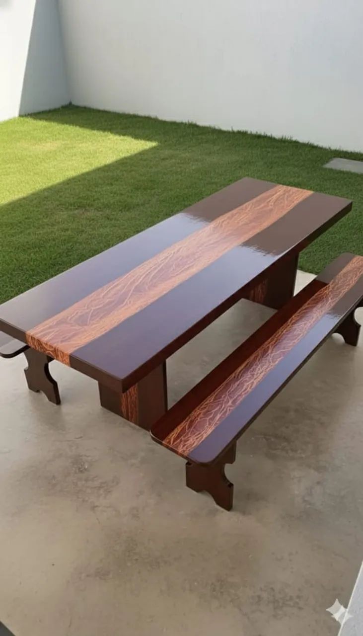 Mesa pedra de ardósia pintada e envernizada  - Foto 3
