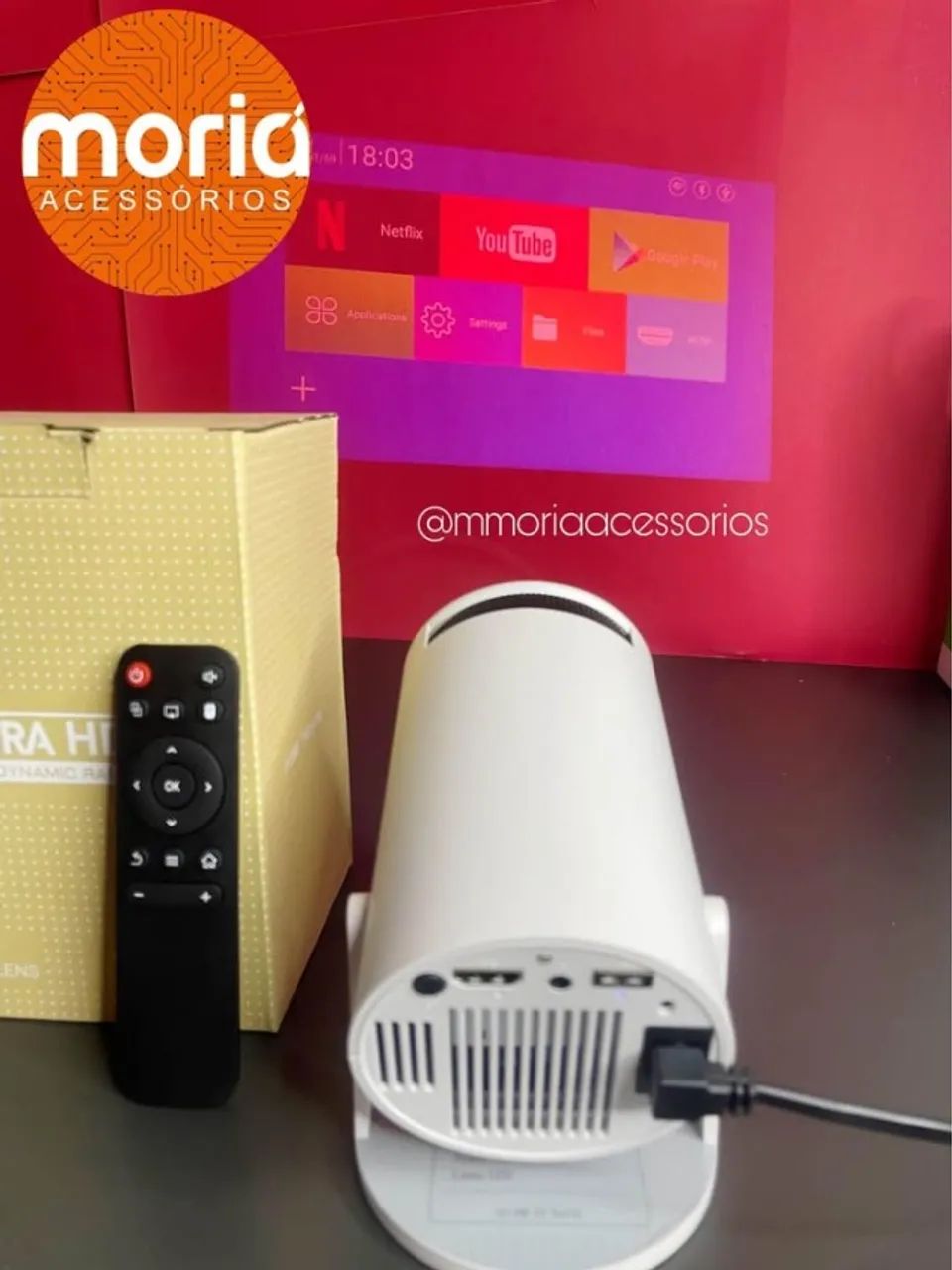 Projetor Data Show Android Smart Portátil Wifi Bluetooth Usb Cor Branco 110V/ - Foto 4