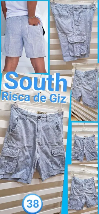 Estilosa Bermuda Masculina Cargo Risca de Giz South Tamanho 38 Novaaa Mtooo Lindaaa!!!