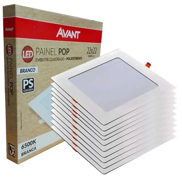 Kit 10 Painel De Led Embutir 18w 6500k 22x22cm Branco Avant - Foto 3