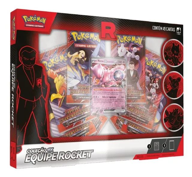 BOX POKÉMON COLEÇÃO EQUIPE ROCKET MEWTWO EX 49 CARTAS NO TOTAL - Foto 2