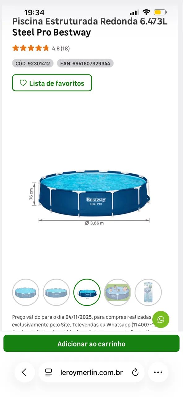 Piscina Estruturada Redonda 6.473 L64294301817218124