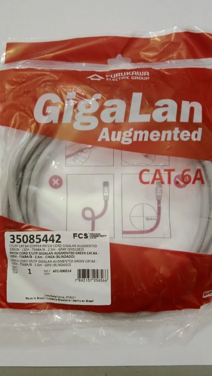 Cabo Patch Cord Cat6A Furukawa GigaLan 2.5m - Foto 2