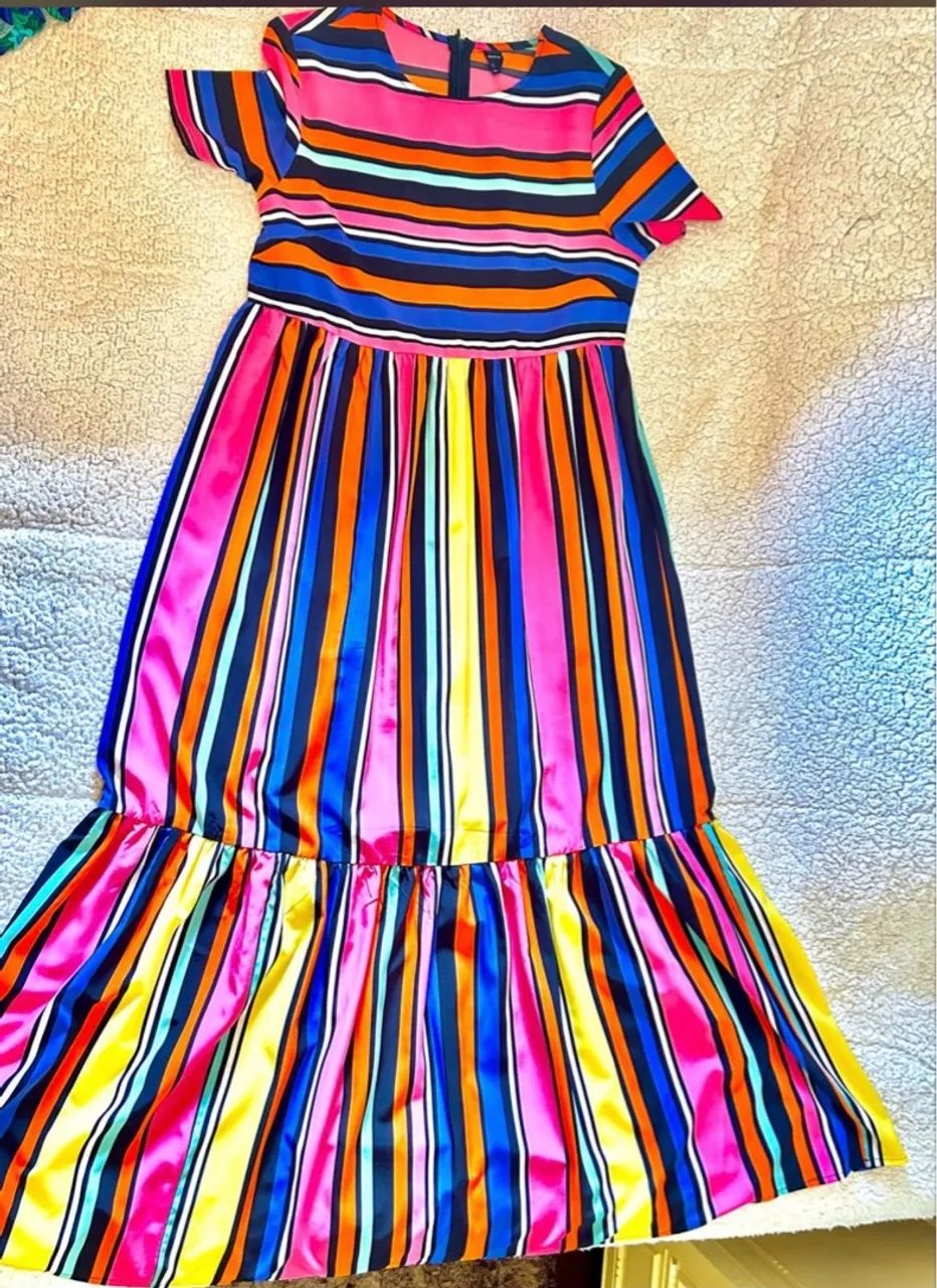 Vestido Longo Listrado Colorido - Foto 4