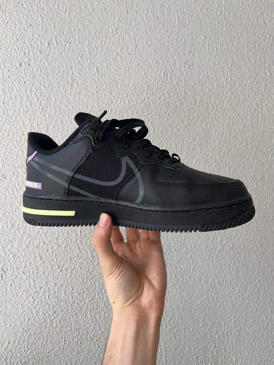 Nike Air Force 1 React Black/Anthracite/Violet/Volt  - Foto 4