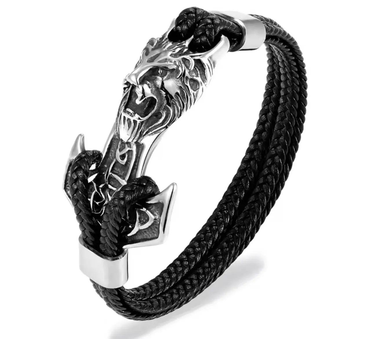 Pulseira Masculina de Couro genuíno e aço inoxidável. - Foto 2