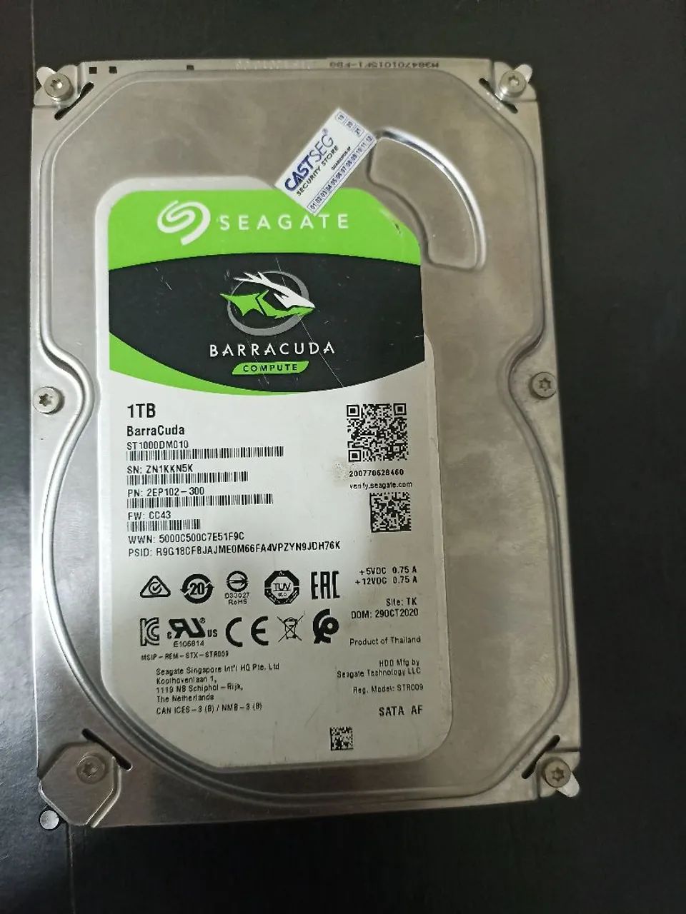 HD Seagate BarraCuda 1TB SATA 6Gb/s 7200RPM 64MB