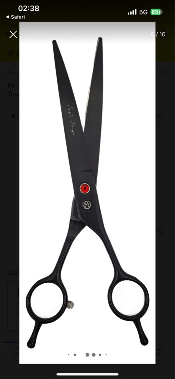 Kit Tesouras Purple Dragon Tosa Petshop - Preto - Foto 5