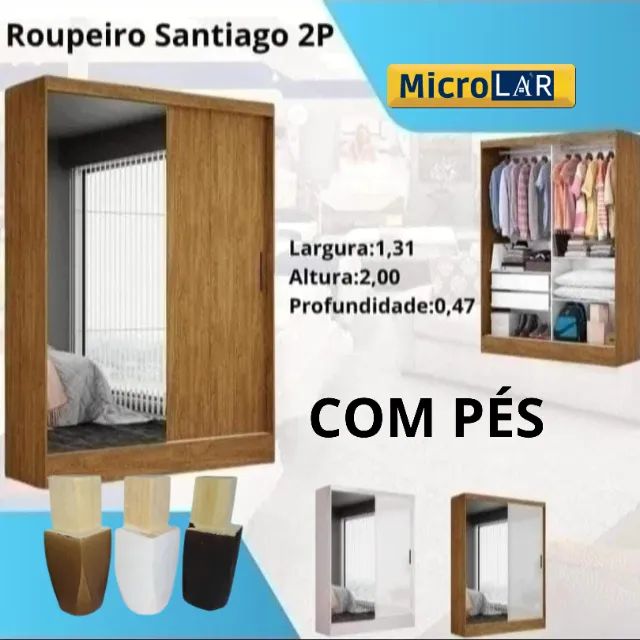 Guarda Roupa com Espelho Solteirão - Entrega e Monta na Hora