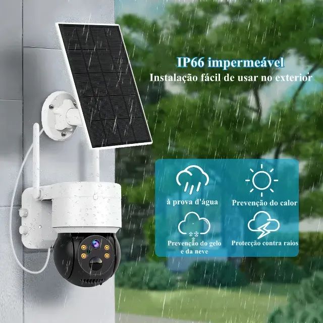 Camera De Segurança Solar Wi-fi Prova D'água Visão 360 graus Q6 Lens 3.6mm - Foto 2
