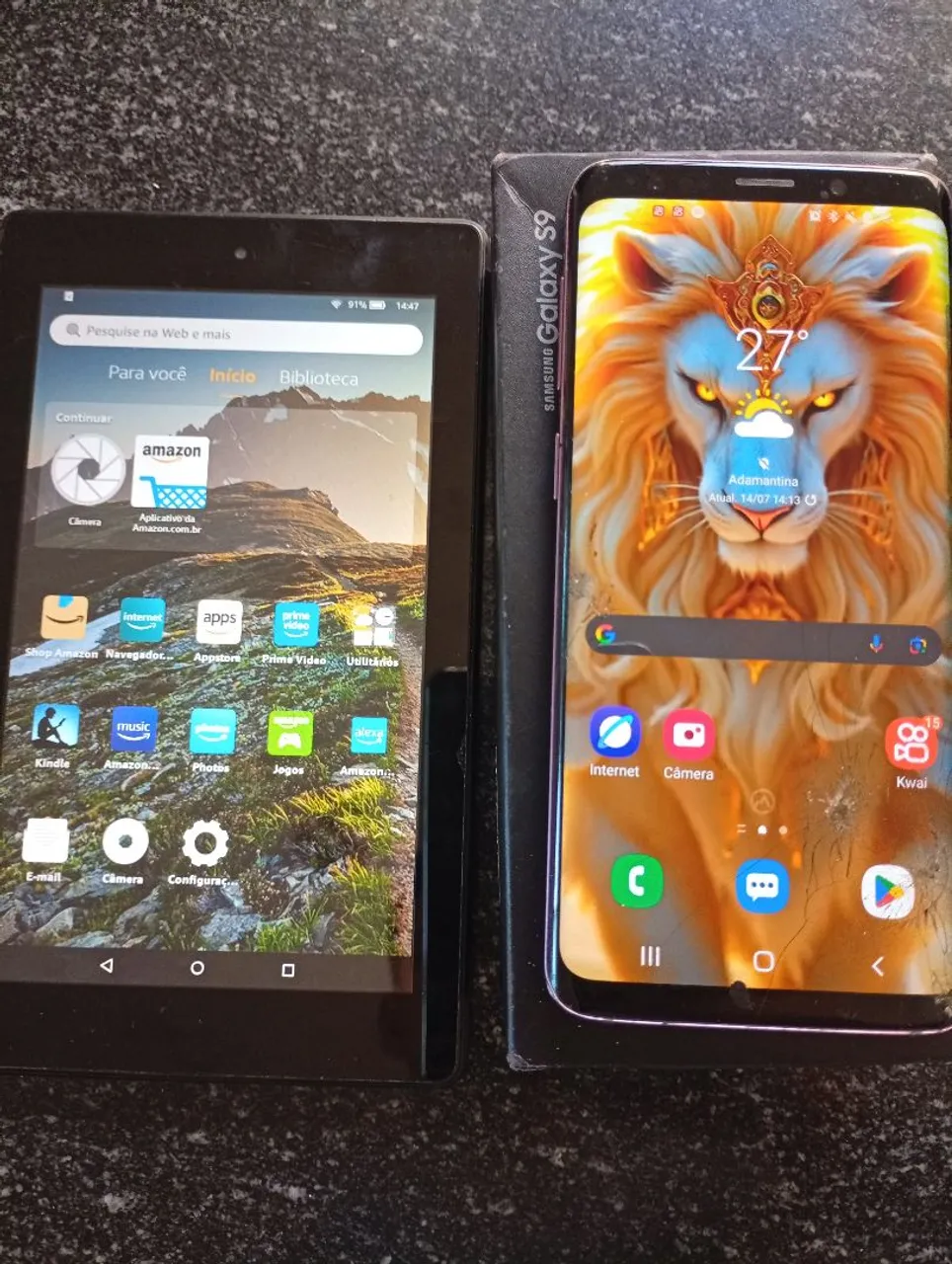 Samsung Galaxy S9 + Tablet Amazon fire 7