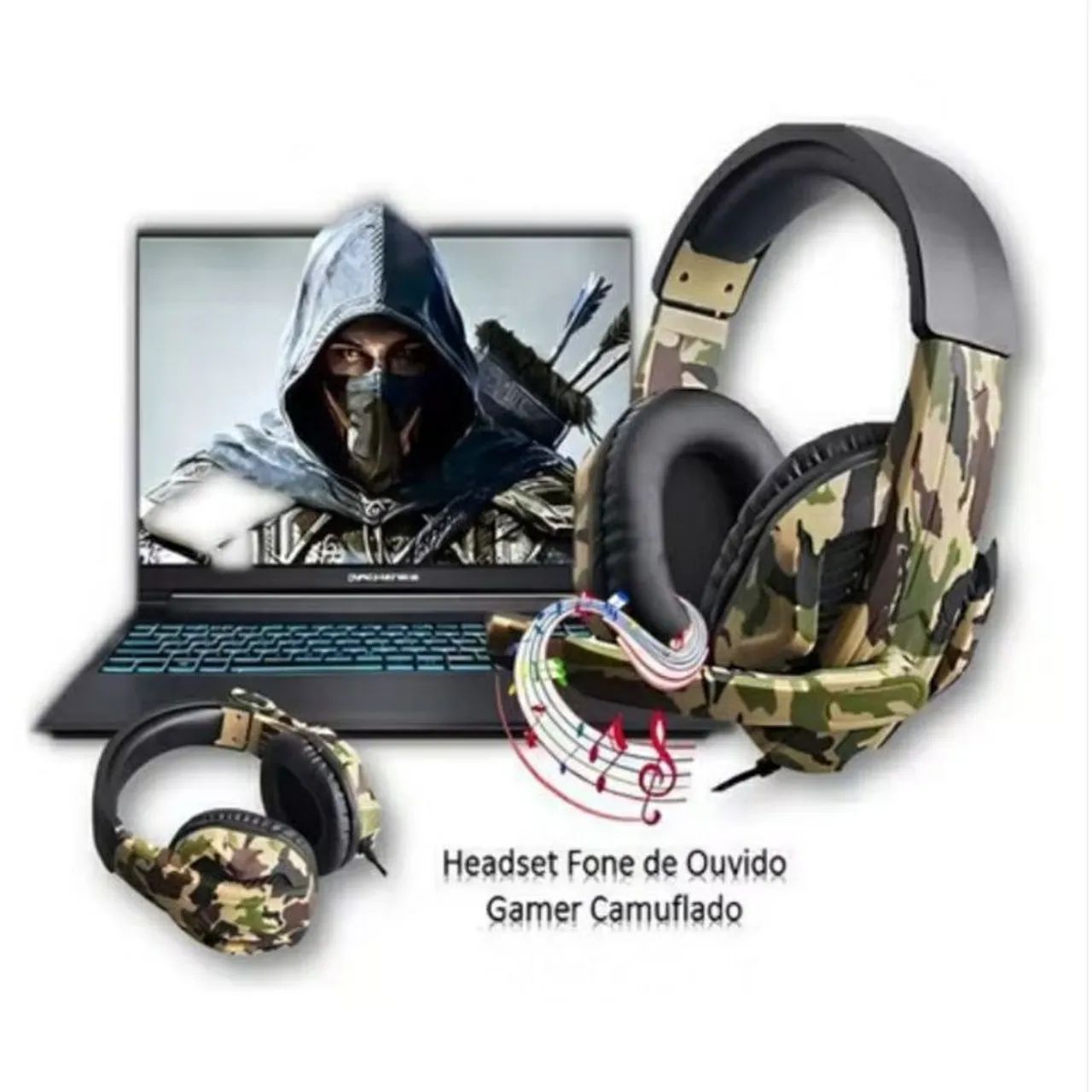 Headset Gamer Camuflado com Microfone compatível celular Xbox PS4 netbook  - Foto 2