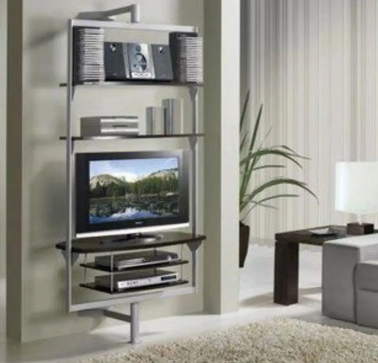Suporte para TV com Prateleiras e Design Moderno